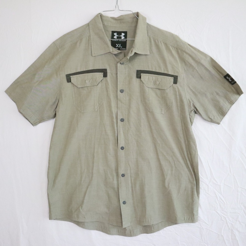 Under‎ Armour Shirt Mens XL Outdoor Casual Flap Pocket Button Up Short Sleeve